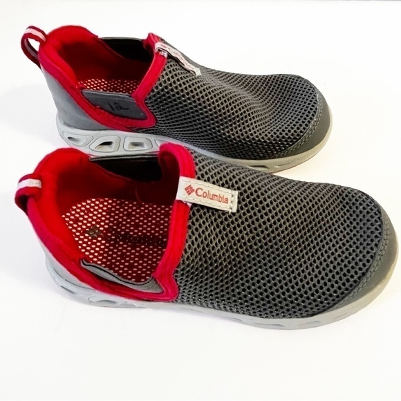 Columbia Childrens Moccaswim Techlite Water Shoes Kids Sz 12 Gray Red Slip On - Picture 3 of 5